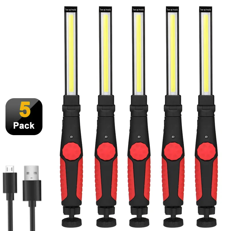 COB LED Work Lights Folding Flashlight with Magnetic Base Rechargeable Strip Lamp Bright Inspection Light for Car Repair-WAYBIKER