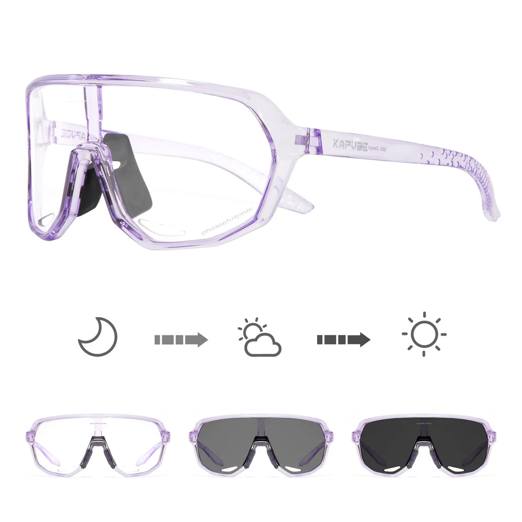KAPVOE Outdoor Sport Photochromic Cycling Sunglasses UV400 Road Bike Cycling Glasses for Men Women MTB Driving Bicycle Goggles-WAYBIKER