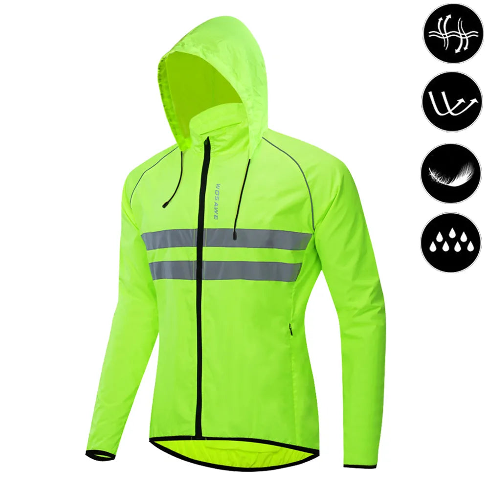 WOSAWE Ultralight Men's Cycling Windbreaker Reflective Jacket Windproof Water Resistant MTB Road Bicycle Long Jersey Wind Coat-WAYBIKER