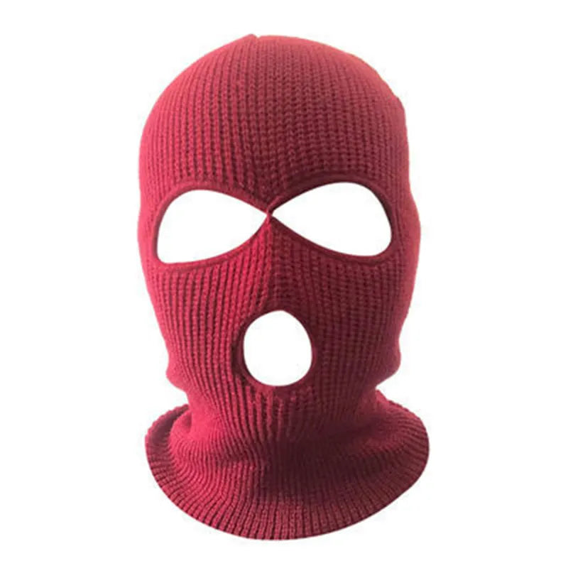 2023 New Fashion 3-Hole Knitted Full Face Cover Ski Mask Winter Balaclava Warm Knit Full Face Mask For Outdoor Sports-WAYBIKER