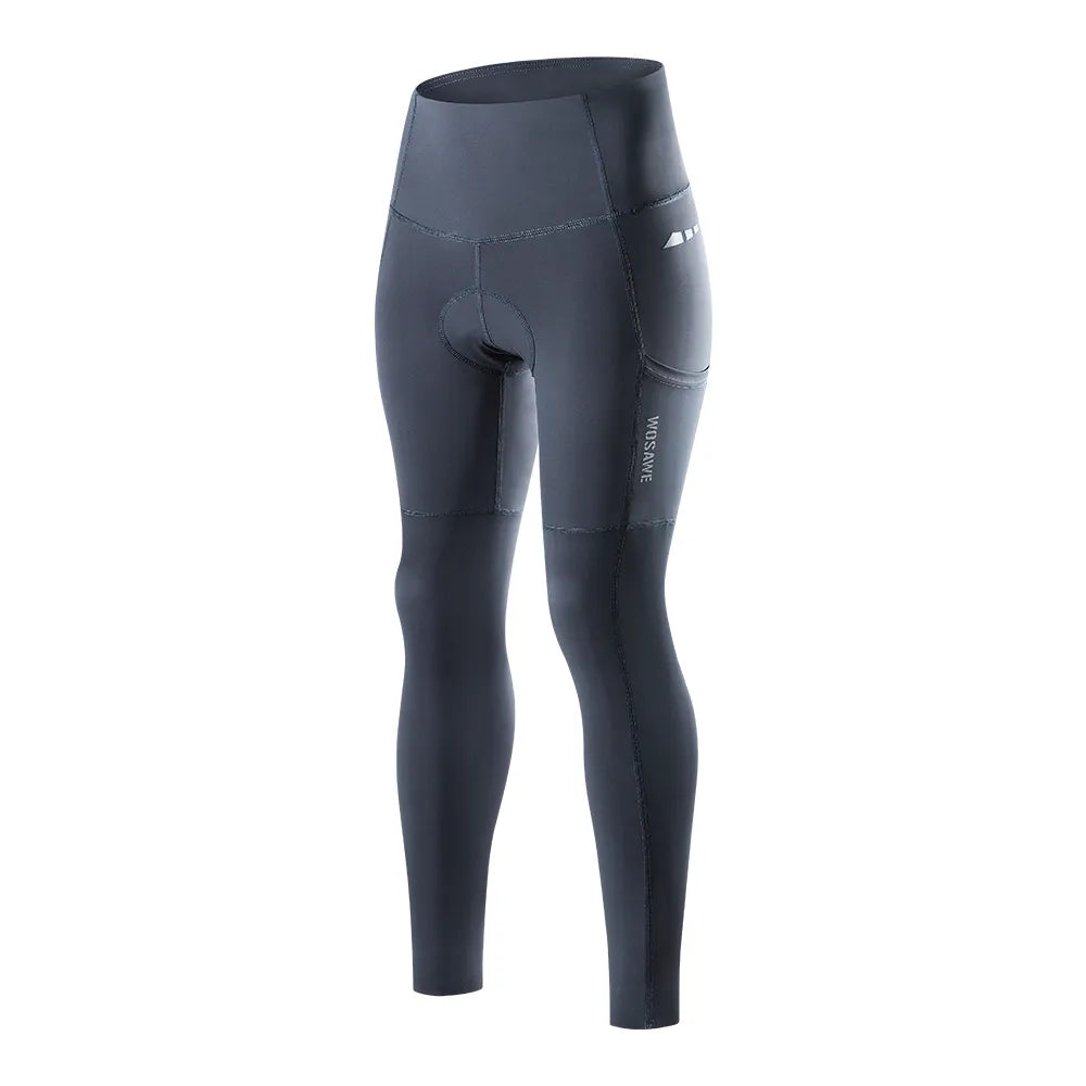 WOSAWE Women's Cycling Long Pants 5D Padded Reflective Pants MTB Biking Tights Bicycle Leggings Running Fitness Sports Trousers-WAYBIKER