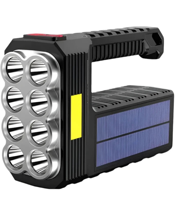 8LED and 6LED Bulbs Solar Charging Handheld Flashlight USB Charge Portable Lamp 4 Bright Lighting Modes Outdoor Searchlight-WAYBIKER