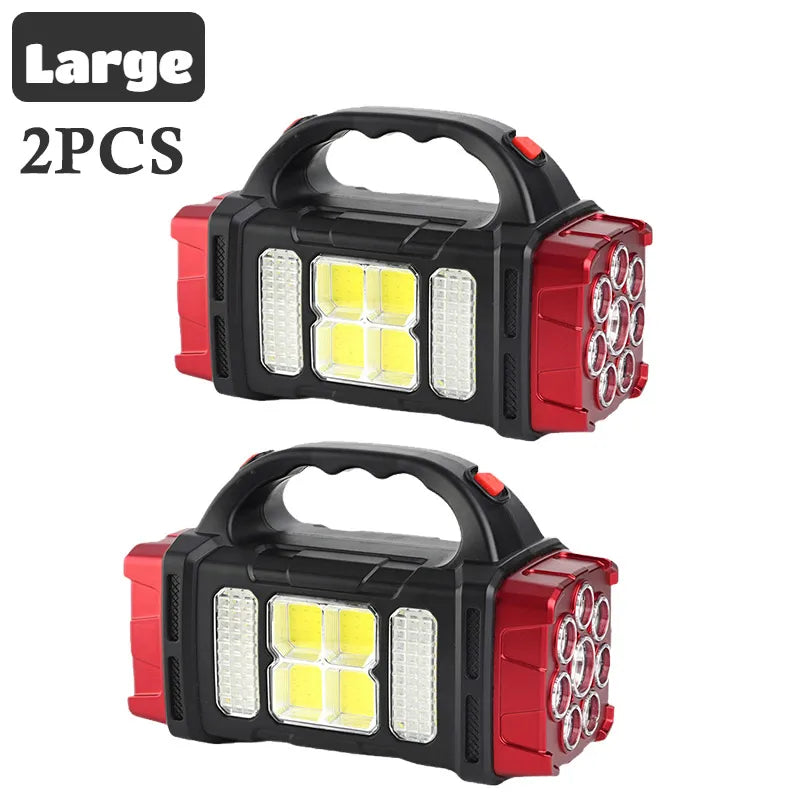 Portable Powerful Solar LED Flashlight With COB Work Lights USB Rechargeable Handheld 4 Lighting Modes Outdoor Solar Torch Light-WAYBIKER