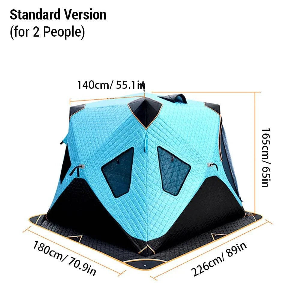 Winter Fishing Tent Thicken 4 Layer Ice Fishing Tent Winter Fishing Shelter Cold Weather Windproof Camping Tent for 2 People-WAYBIKER