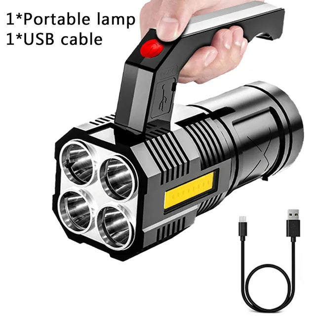 Powerful LED Portable Flashlight COB side lights Built-in Battery USB Rechargeable Household Waterproof Torch Outdoor Camping-WAYBIKER
