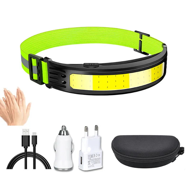 Led Headlamp Sensor Headlight Rechargeable Waterproof Search Light Head Flashlight 6 Lighting Modes for Camping Fishing Hiking-WAYBIKER