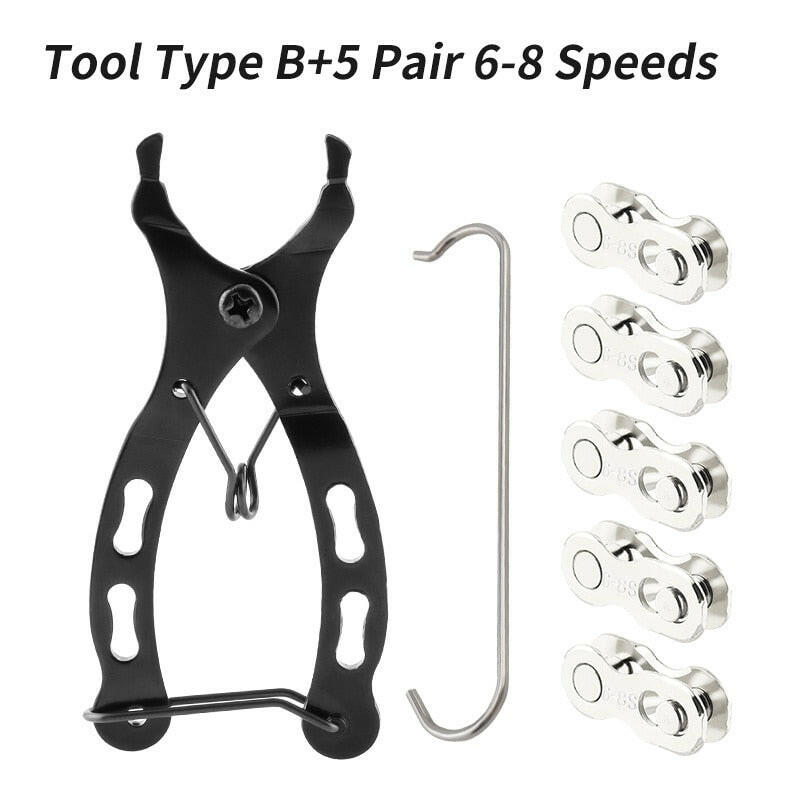 MUQZI Bicycle Chain Repair Tool Kit MTB Road Bike Chain Removal Install Plier With 5 Pairs 6 7 8 9 10 11 12 Speed Quick Link-WAYBIKER