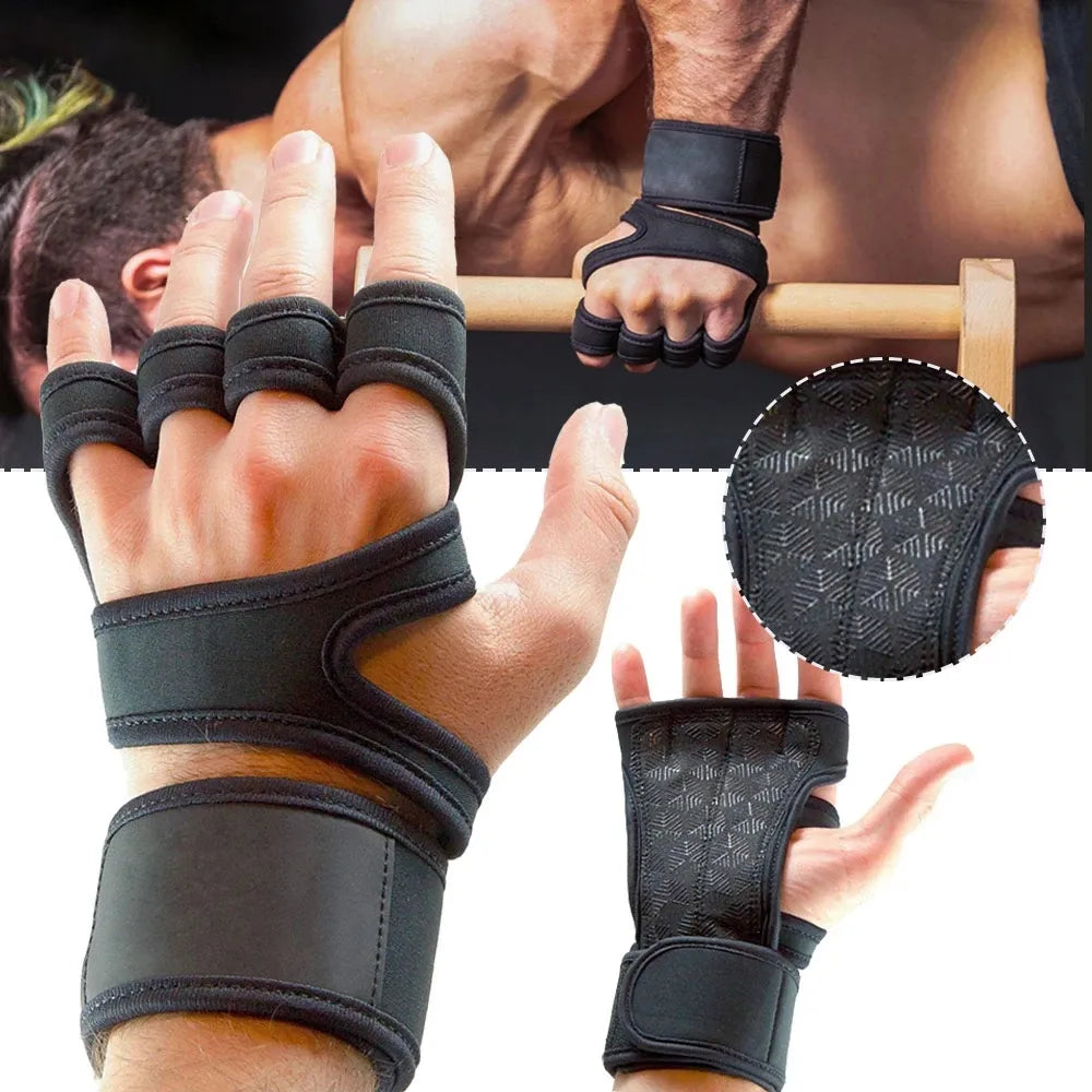 Cycling gloves Weightlifting Training for Men Women Fitness Sports Body Building Gymnastics Gym Hand Wrist Palm Protector Gloves-WAYBIKER