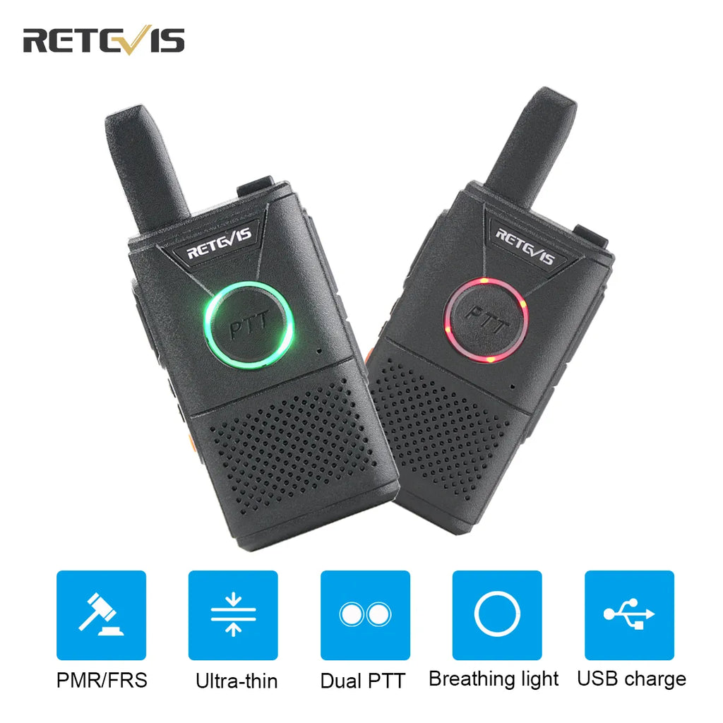 RETEVIS RT618 Mini Walkie Talkie Dual PTT Walkie-talkies 2 pcs PMR 446 Communication Equipment Portable Two-way Radio Cafe Hotel-WAYBIKER