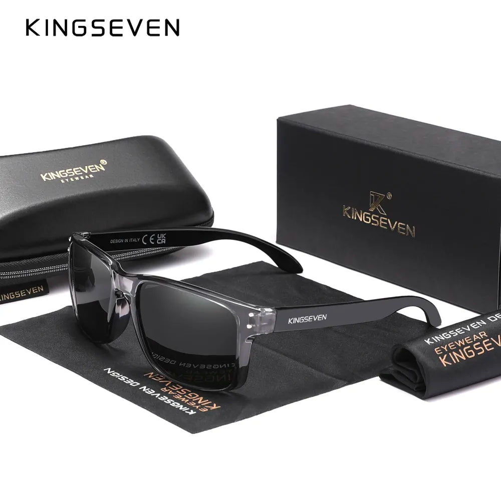 KINGSEVEN Brand Square Retro TR90 Polarized Sunglasses Women Men Carbon Fiber Pattern Design Outdoor Sports Eyewear-WAYBIKER