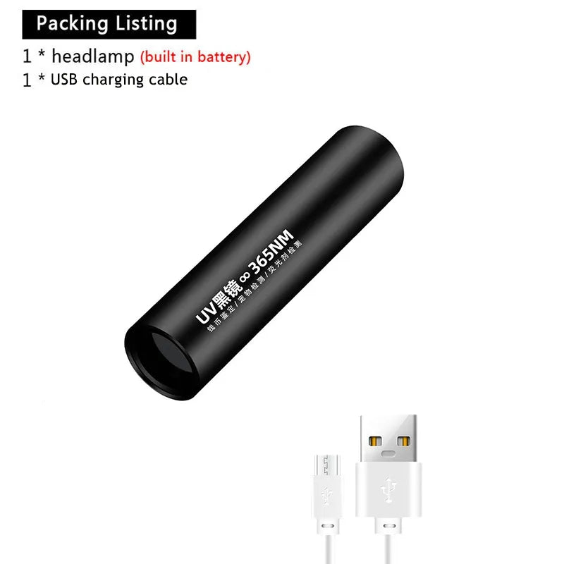 USB Rechargeable 365nm UV Flashlight Ultraviolet Lamp Torch Black Light Pet Moss Detector For Cat Dog Stains Bed Bug Moldy Foo-WAYBIKER