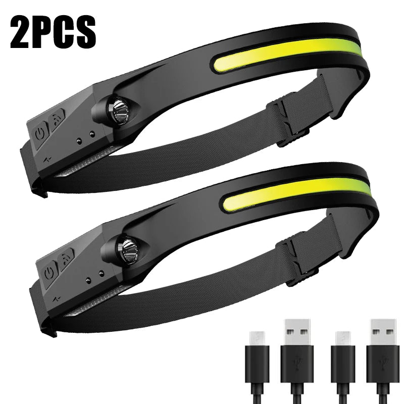 COB Headlamp Built in Battery USB Rechargeable Outdoor Portable Night Light Waterproof Led Camping Headlamp-WAYBIKER