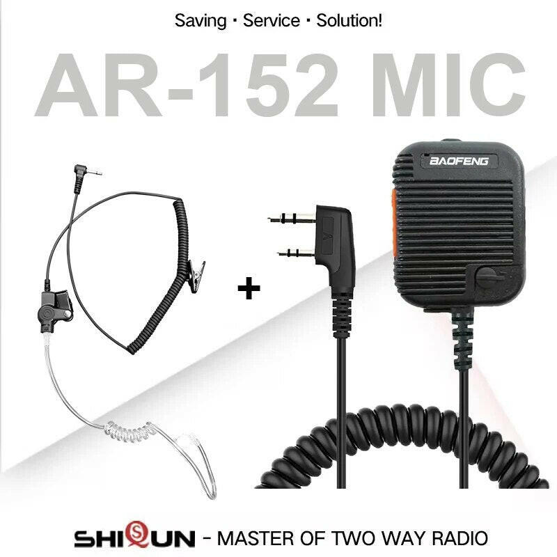 Baofeng AR-152 Tactical Speaker Mic Shoulder Microphone Volume Adjustable for Baofeng UV-K5 UV-5R UV-S9 UV-13 PRO Walkie Talkies
