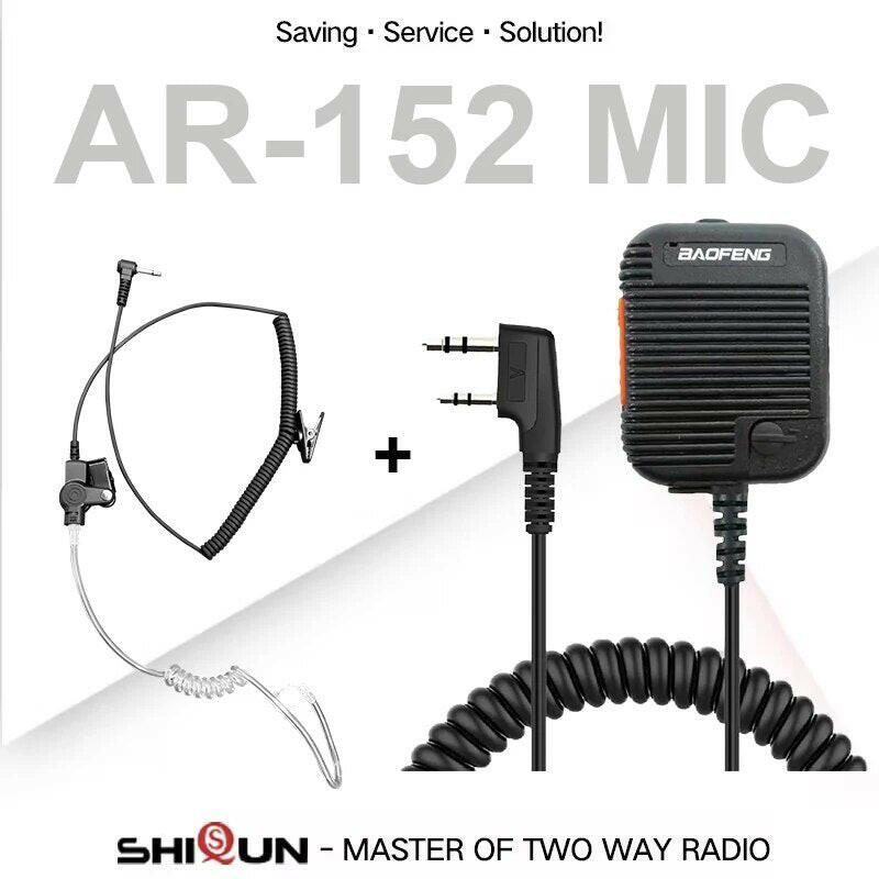 Baofeng AR-152 Tactical Speaker Mic Shoulder Microphone Volume Adjustable for Baofeng UV-K5 UV-5R UV-S9 UV-13 PRO Walkie Talkies-WAYBIKER
