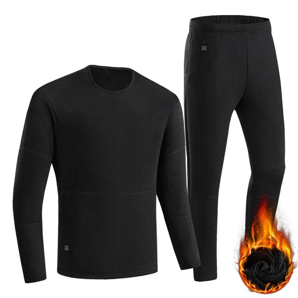 Electric Heating Underwear Set for Man 22 Area Ski Heating Body Suit 3 Levels of Temperature Control Heating Suit-WAYBIKER