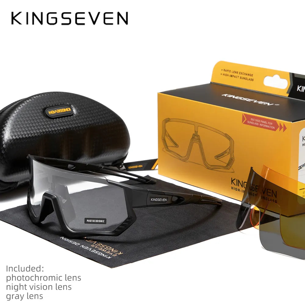 KINGSEVEN 2023 Photochromic Fishing Cycling Glasses Man Mountain Bike Bicycle Sport Sunglasses MTB Cycling Eyewear Woman-WAYBIKER