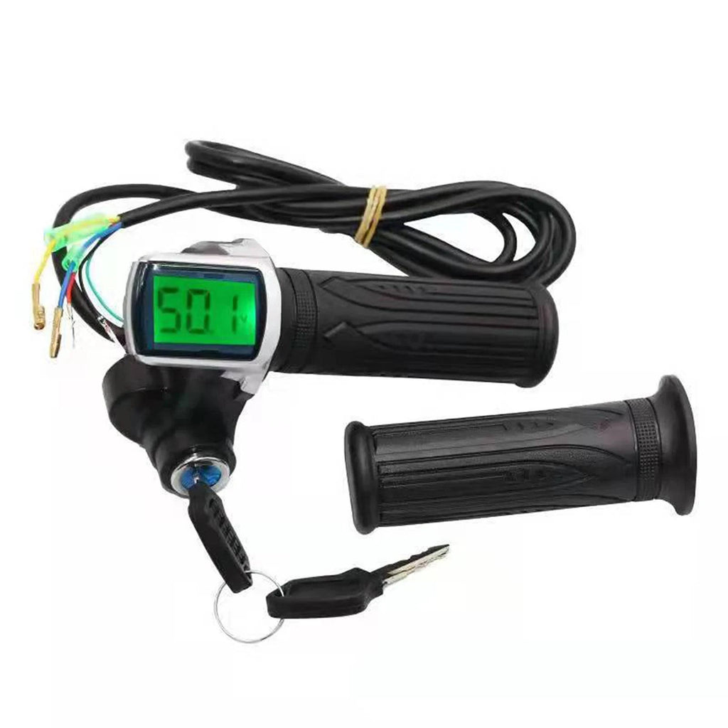 24V/36V/48V Electric Bike Twist Grip Throttle with LCD Battery Display Electric Bicycle Throttle Grip with Power Indicator-WAYBIKER