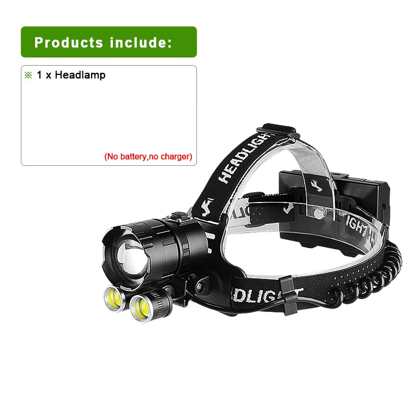 Most Powerful XHP360 Led Headlamp Headlight 18650 USB Rechargeable Head Flashlight 2COB Light Outdoor Camping Fishing Head Lamps-WAYBIKER