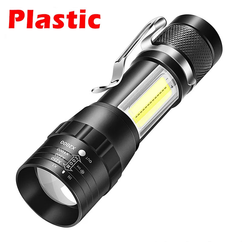 Built In Battery XP-G Q5 LED Zoom Focus Mini Led Flashlight Torch Lamp Torch Lantern Adjustable Penlight Waterproof Flashlamp-WAYBIKER