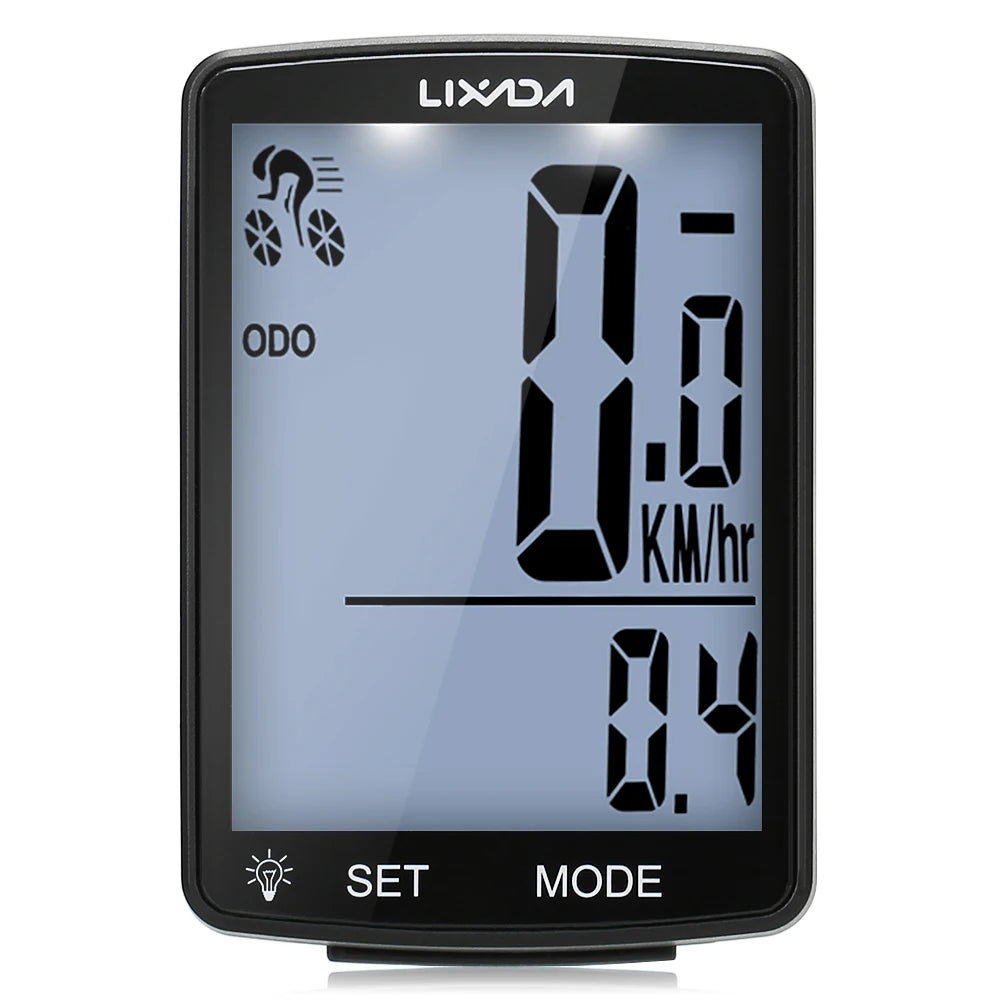 LIXADA Wireless Bike Computer LCD Screen Bicycle Computer Mountain Bike Speedometer Odometer IPX6 Waterproof Cycling Stopwatch-WAYBIKER
