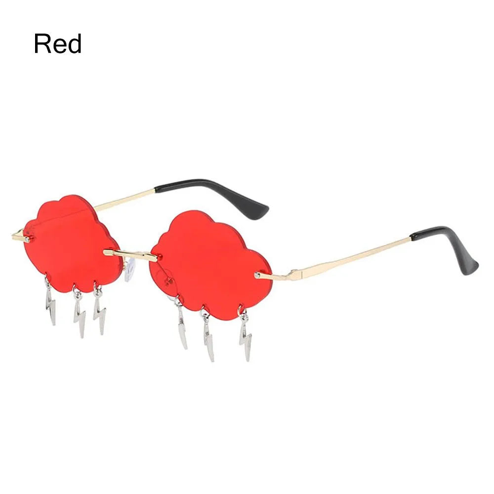 Funny Clouds Lightning Sunglasses Rimless Sunglasses Party Disco Colorful Glasses 90s Sun Glasses Shades-WAYBIKER
