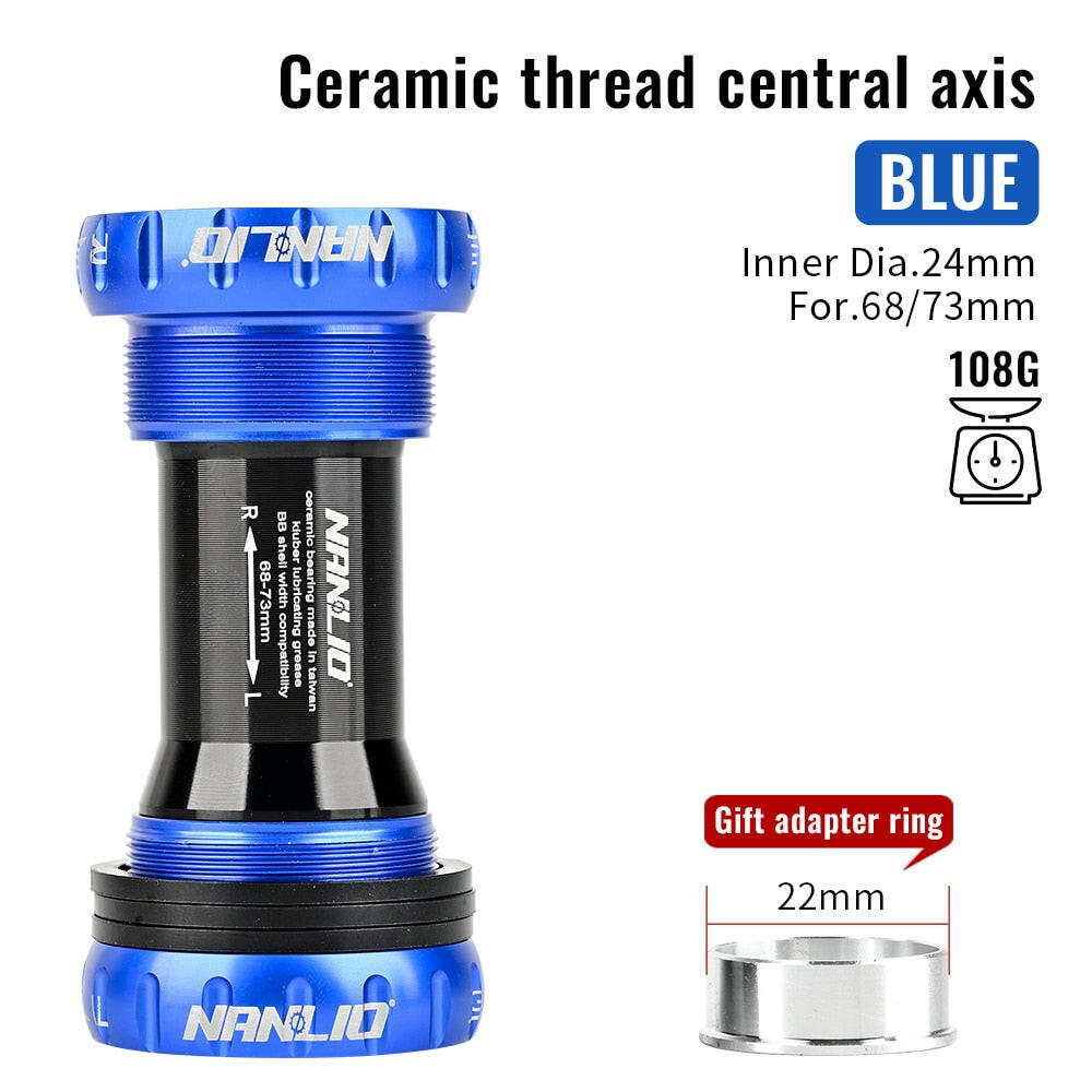 Nanlio BSA Bearing Bottom Bracket Screw Type 68/73 mm Bicycle Axis MTB Road Bike Aluminum Alloy Waterproof Crank Set Axis Parts-WAYBIKER