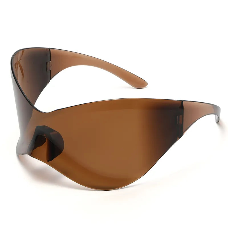 Cycling Oversized Y2K Punk Rimless Sunglasses Women Men Brand Designer Hip Hop Sport One Piece Sun Glasses Shades Goggles-WAYBIKER