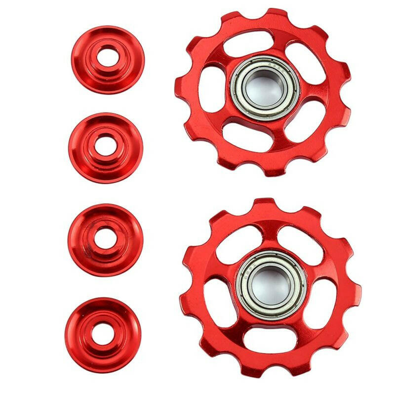 11T Road Bike Ceramic Pulley Rear Derailleur Mountain Bicycle Ceramic Rear Dial Guide Wheel Transmission Aluminum Alloy-WAYBIKER
