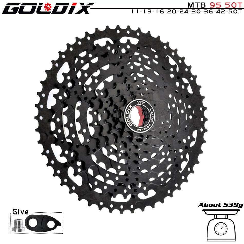 GOLDIX Black MTB Cassete 8/9/10/11/12 Speed 40/42/46/50/50T K7 8/9/10/11/12v Bicycle Freewheel Bicycle Sprocket for Shimano/SRAM-WAYBIKER
