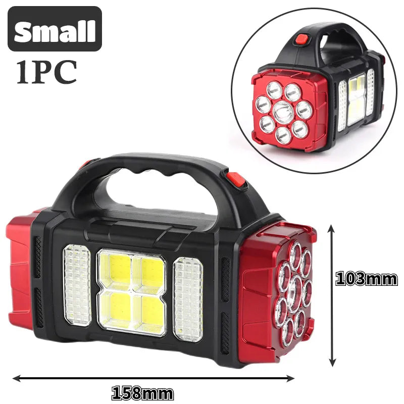 Portable Powerful Solar LED Flashlight With COB Work Lights USB Rechargeable Handheld 4 Lighting Modes Outdoor Solar Torch Light-WAYBIKER