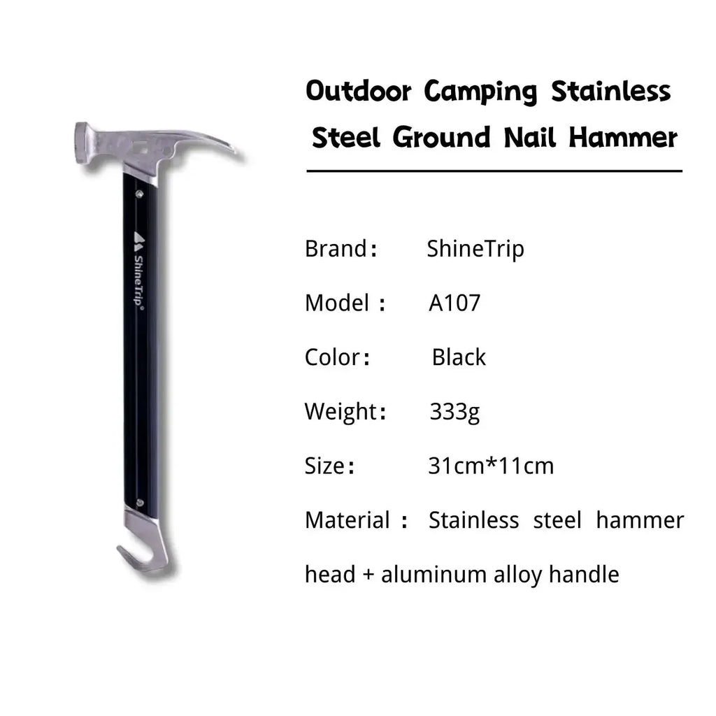 Shinetrip Camping Stainless Steel Hammers Outdoor Multifunctional Tools Camping Ultra-light Aluminium Ground Spike Hammer ﻿-WAYBIKER