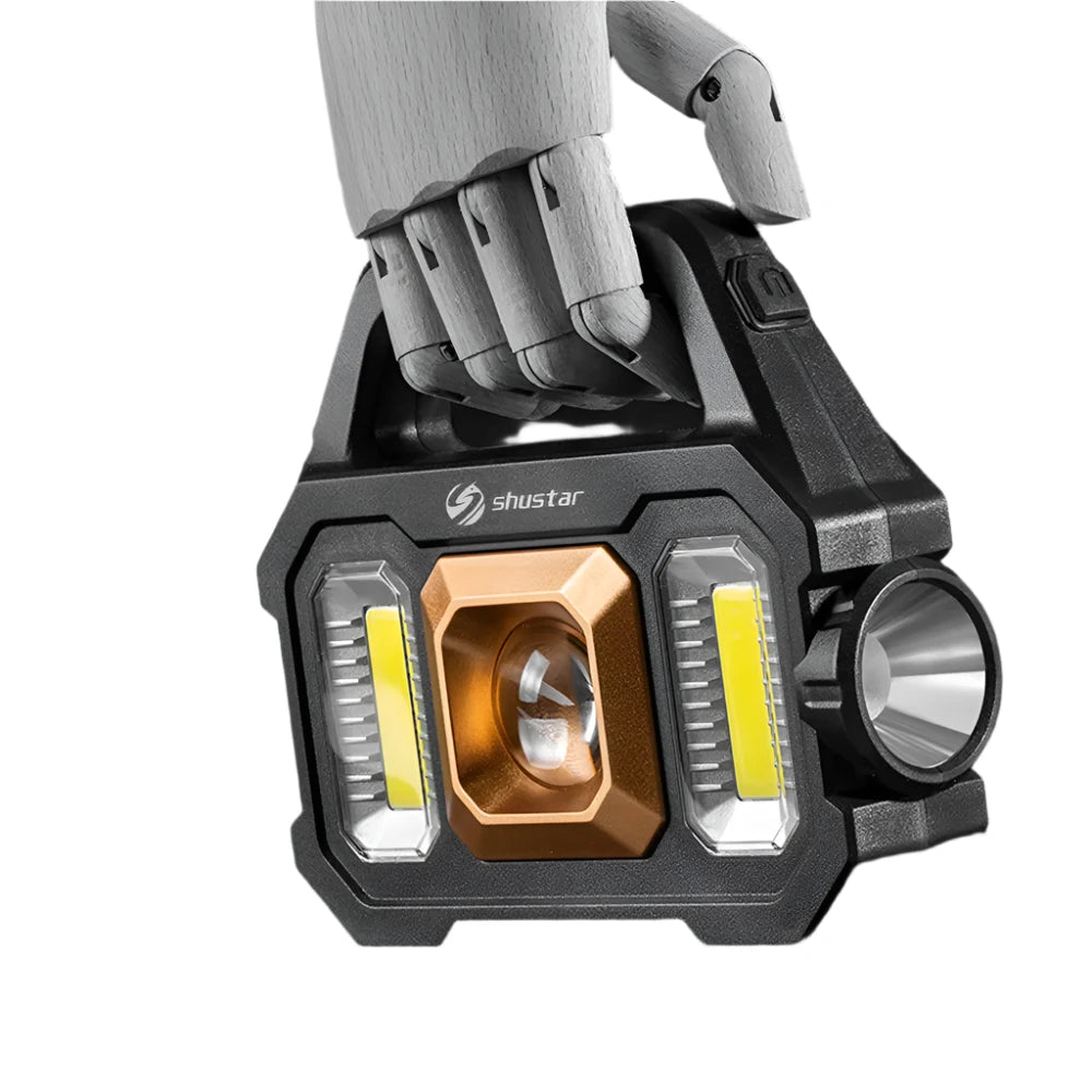 Multi-functional Rechargeable LED Flashlight Work light Portable Carry Light Solar Charging Support 6 Lighting Modes-WAYBIKER