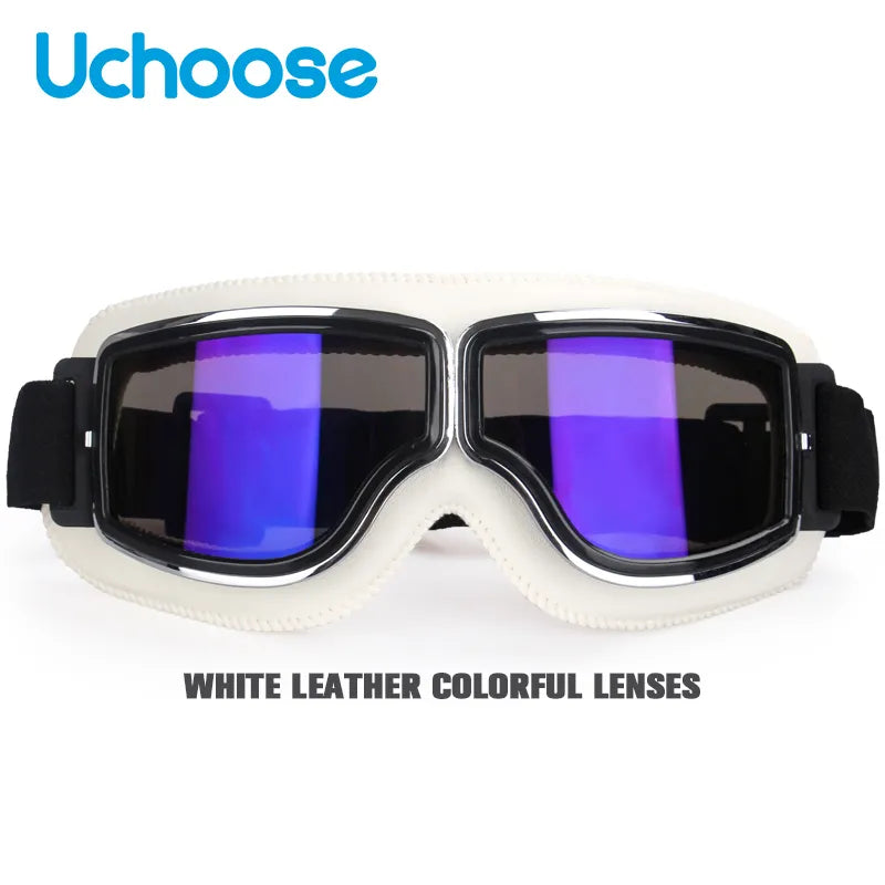 Windproof Bicycles Helmet Glasses Leather Safety Protective Anti-glare Motocross Cross-country Steampunk Glasses Easy To Carry-WAYBIKER