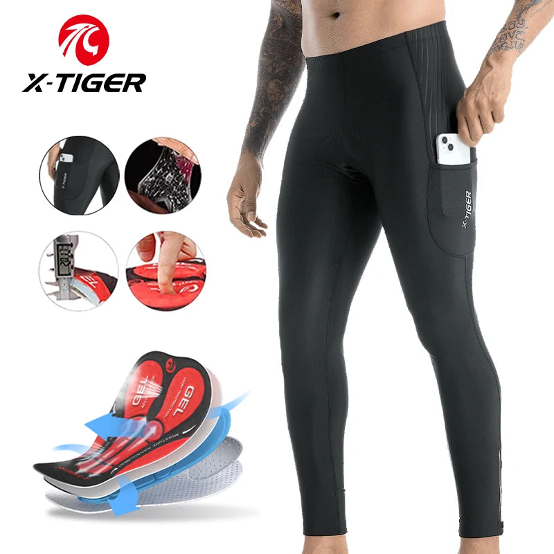 X-TIGER Bike Pants 5D Gel Padded Cycling Tights Leggings Men's Outdoor TMB Mountain Road Cycling Long Trousers