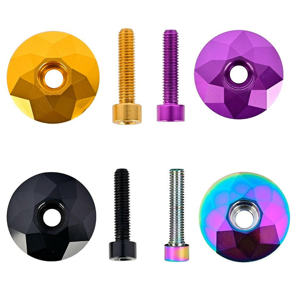 Nanlio 1-1/8" Portable Bicycle headset cover Gasoline Bicycle Cap Bar Headphone Top Cover with Screws for 28.6mm Fork Head Tube-WAYBIKER