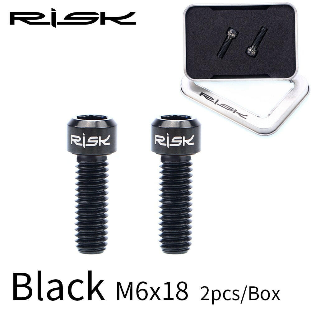 RISK 2pcs/box M6x18 Hollow Mountain Road Bike Bicycle Chainwheel Crank Arm Fixing Bolts Disc Brake Caliper Fixed Screws Titanium-WAYBIKER