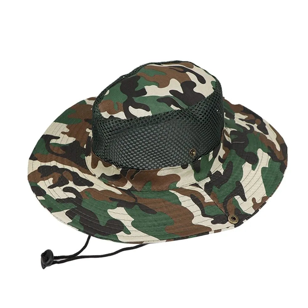 Outdoor Breathable Mesh Camouflage Bucket Hat Sun Protection Hunting Fishing Hiking Cap-WAYBIKER