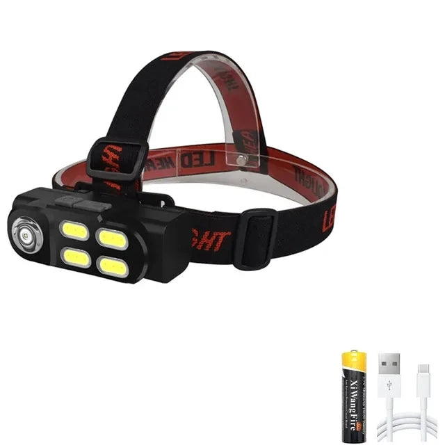 KDULIT Cross-border Multi-function USB Rechargeable COB Headlight Outdoor Lighting Torch 18650 Battery Hiking Fishing Light-WAYBIKER
