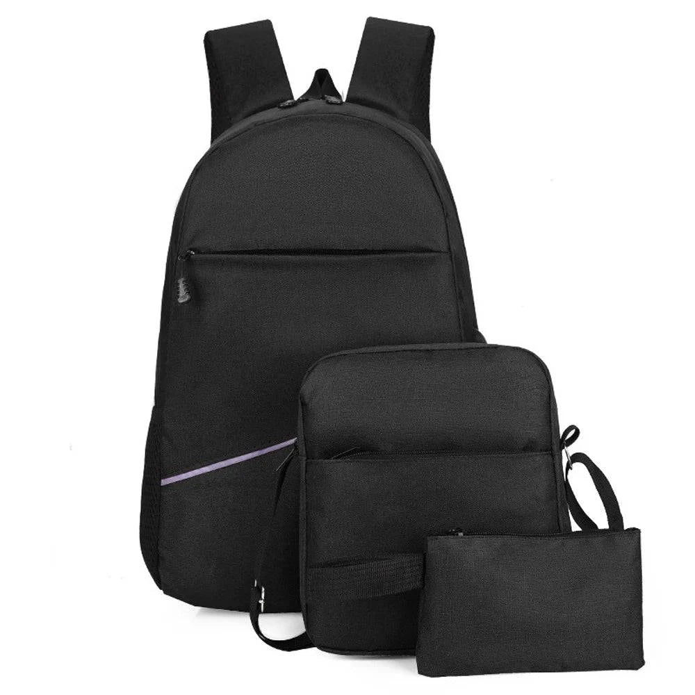 Set of 3 Large Capacity Outdoor Backpack Set Business Travel Bag Shoulder Bags with USB Charging Port for Man Teenagers Adults-WAYBIKER