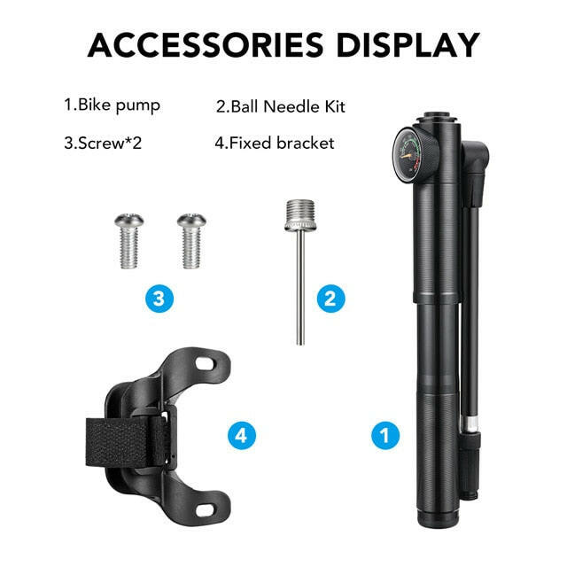 Portable High-pressure 500psi Bike Air Pump with Gauge for Fork & Rear Suspension Shock Absorber Mountain Bicycle pump wheel-WAYBIKER