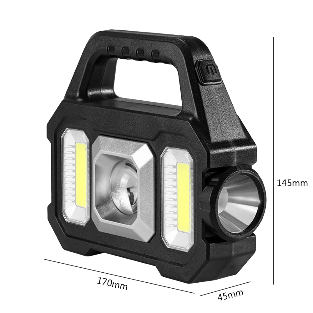 Super Bright Solar LED Camping Flashlight With COB Work Lights USB Rechargeable Handheld 6 Modes Solar Powered Lanterns-WAYBIKER