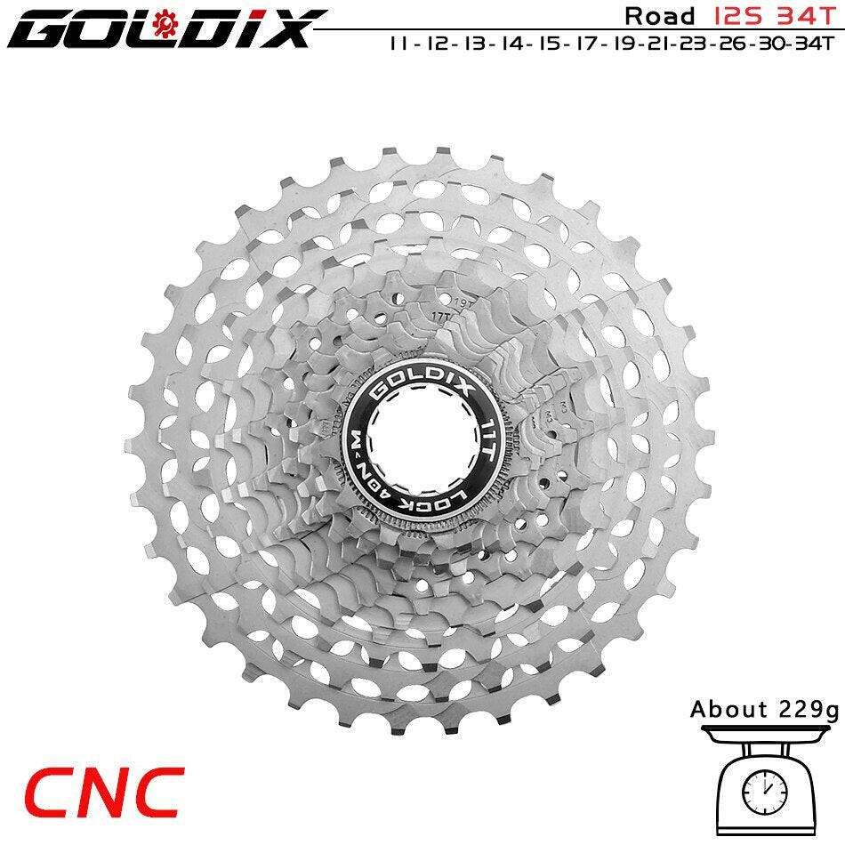 GOLDIX Ultralight Bicycle Cassette Road Bike Freewheel 7075 Aluminum Alloy CNC Cutting 11/12Speed 28/32/34/36T HG Structure-WAYBIKER