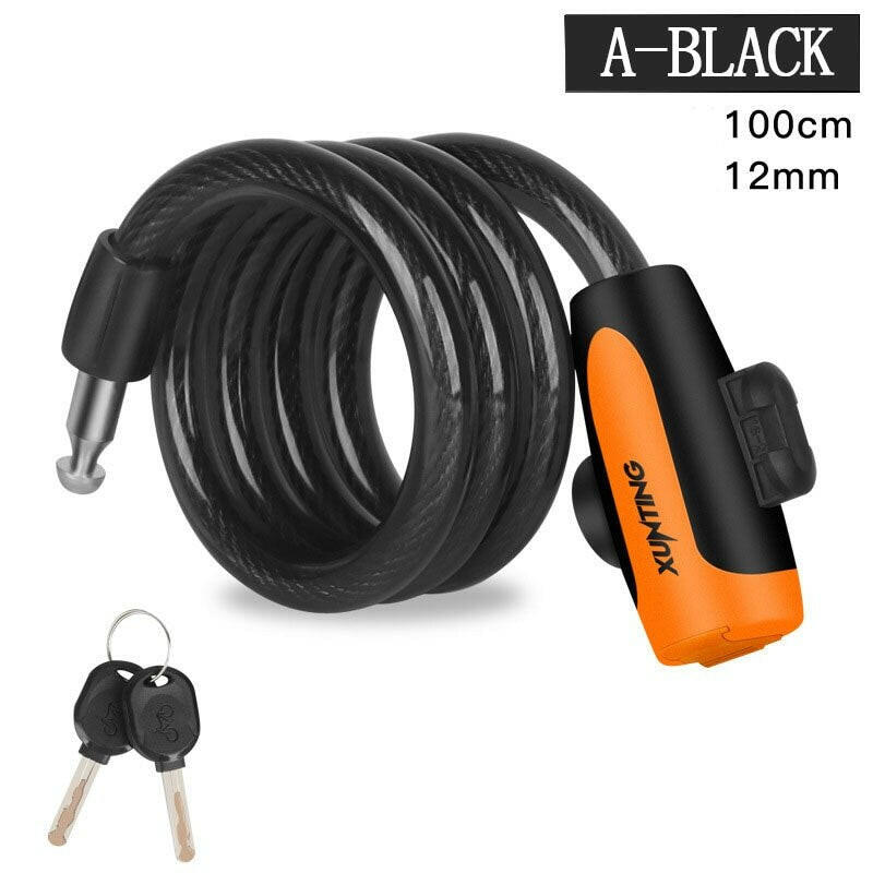 Mountain Bike Cable Lock Key Electric Password Fixed Secure Anti Theft with Mounting Bracket Scooter Bicycle Lock-WAYBIKER