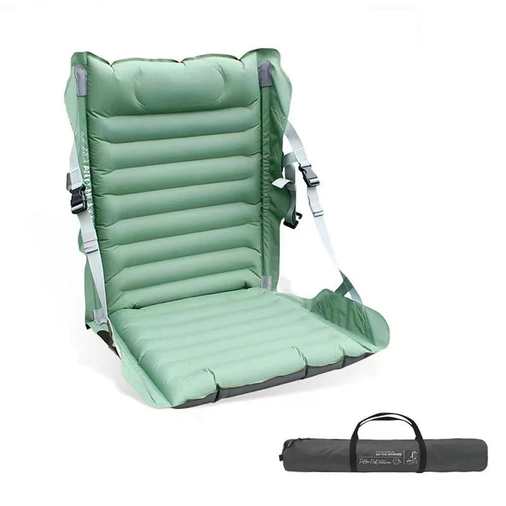 Outdoor Camping Inflation Chair Portable Beach Picnic Inflation Chair Mat with Back Rest Thickness Waterproof Folding Chair-WAYBIKER