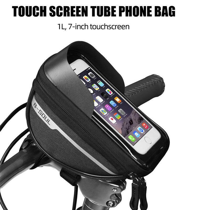 Bike Bag 1L Frame Front Tube Cycling Bag Bicycle Waterproof Phone Case Holder 7 Inches Touchscreen Bag Accessories-WAYBIKER