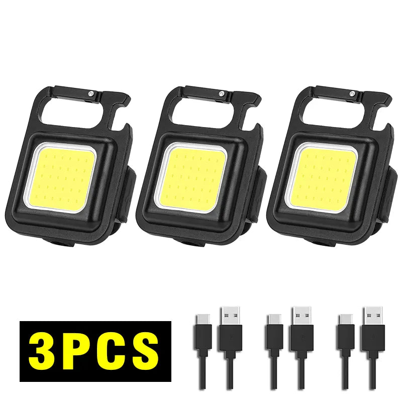 Mini LED Flashlight Keychain Light Multifunctional Portable COB Camping Flashlights USB Charging Work Lights Working for 5 Hours-WAYBIKER