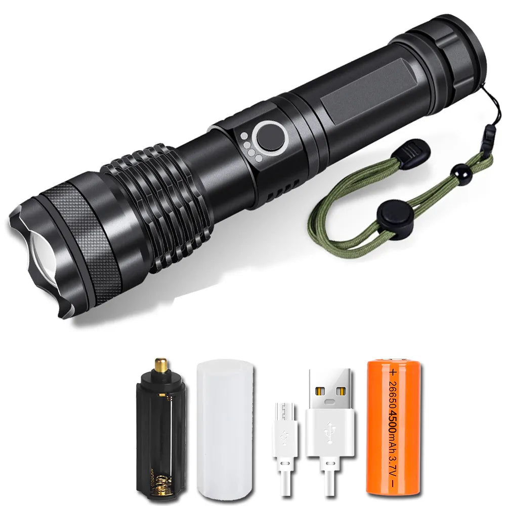 Drop Shipping Xhp50 FlashLight 5 Modes Usb Zoom Led Torch 26650 Battery Outdoors Light-WAYBIKER
