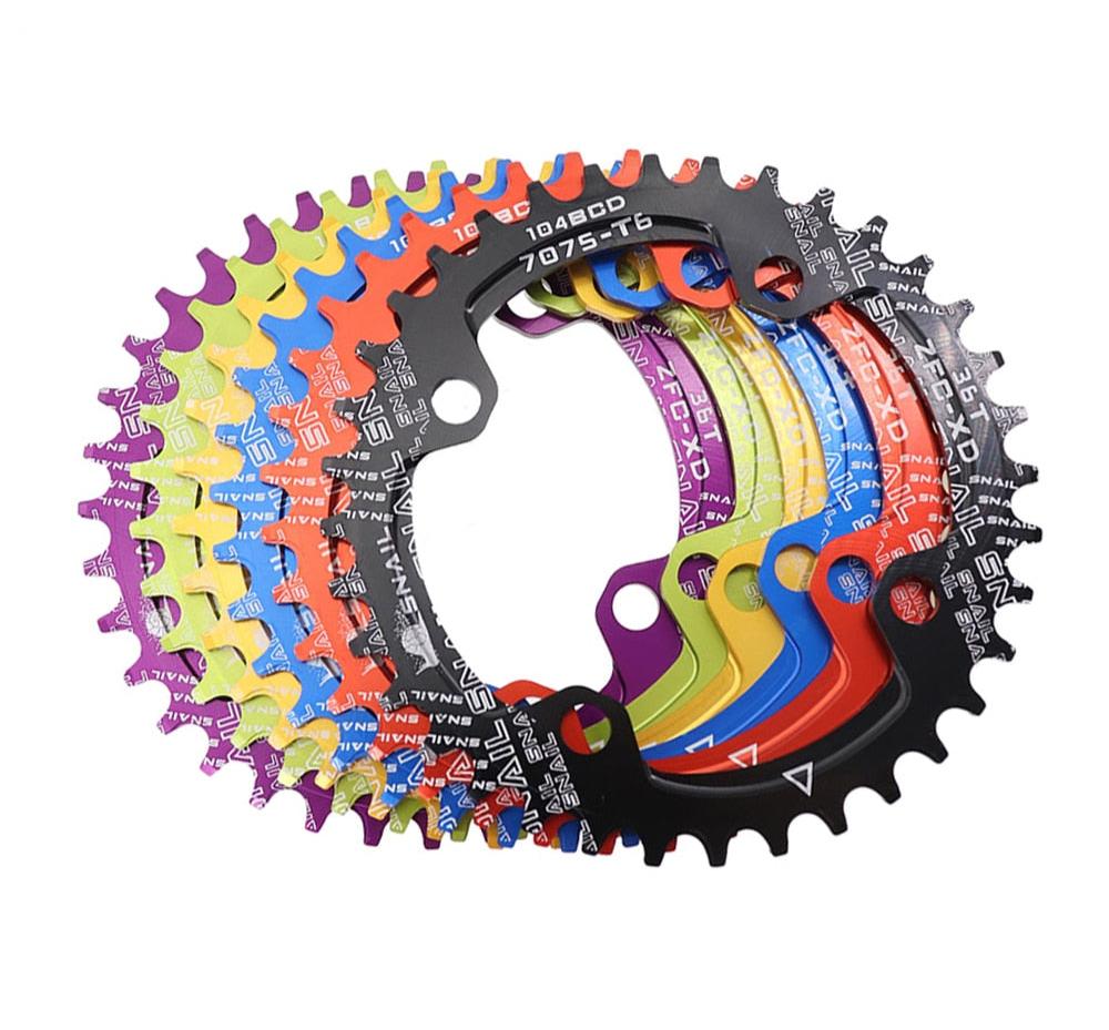 SNAIL 104BCD/96BCD Bicycle Chainwheel Wide and Narrow Teeth 32T/34T/36T/38T Round /oval Disc Single Chainring For Shimao/SRAM-WAYBIKER