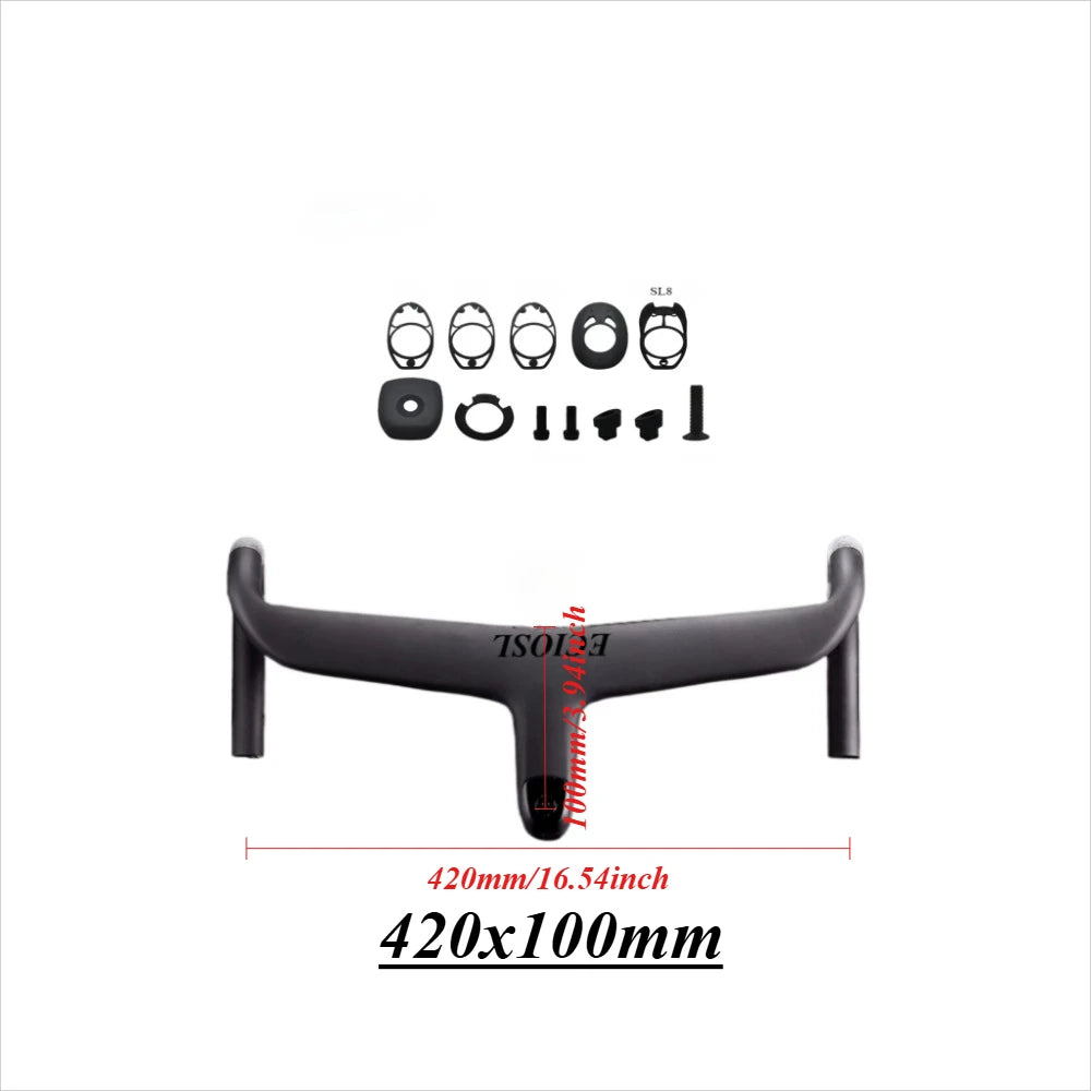 ECIOSL Carbo handlebar carbon stem roval Internal Cable Routing Road Bicycle Handlebar Cockpit Di2 color changing laser