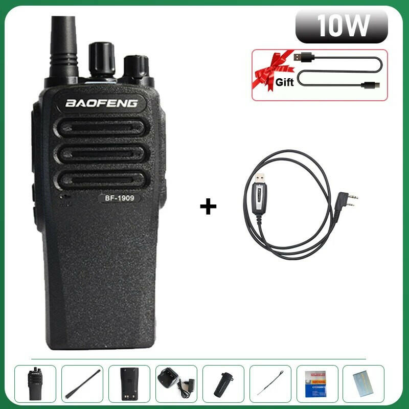 BF-1909 BaoFeng Walkie Talkie 10W Type-C Charging 3800mAh UHF 400-470MHz FM High Power Long Rang BF-888S Upgraded Version Radio-WAYBIKER